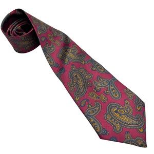 Lanvin 100% Silk Red Paisley Necktie Tie Preppy Academia Wall Street Classic